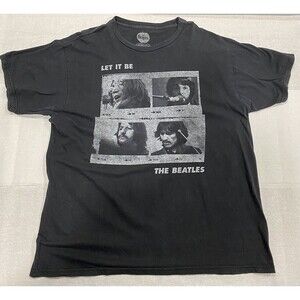 The Beatles Shirt Mens Black Let It Be Graphic Tee Black and White XL